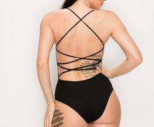 Load image into Gallery viewer, Jazzy Cross Back Bodysuit (Black)