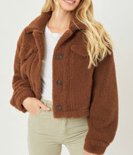 Load image into Gallery viewer, Teddy Bear Crop Coat (Brown)