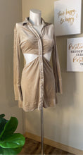 Load image into Gallery viewer, Mayra Velour Button Down Hollow Cut Shirt Dress