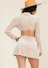 Load image into Gallery viewer, Mayra Velour Button Down Hollow Cut Shirt Dress